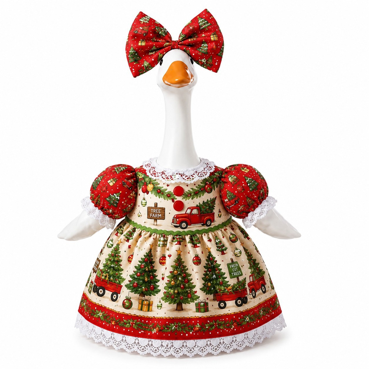 Christmas Porch Goose Costume Set, 23 Inch Goose Statue Outfit for Yard Porch Holiday Decoration - Image 3
