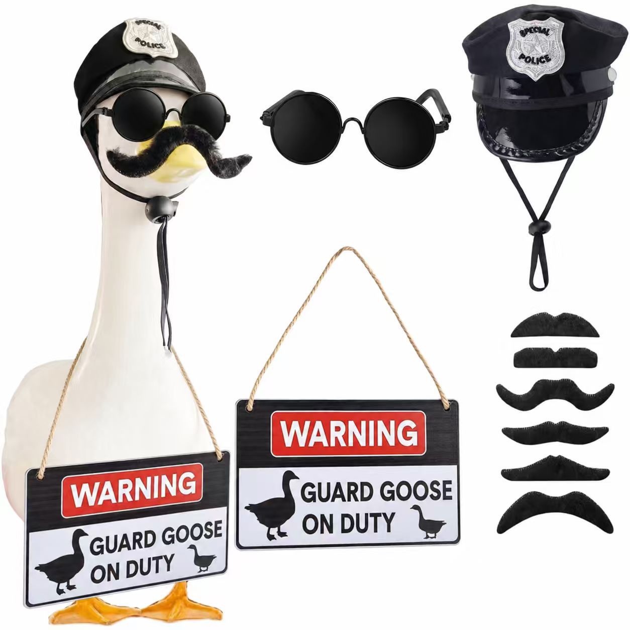Cool Police Warning Porch Goose Costume Set, 23 Inch Casual Dress-Up Outfit for Porch Goose Statue - Image 5