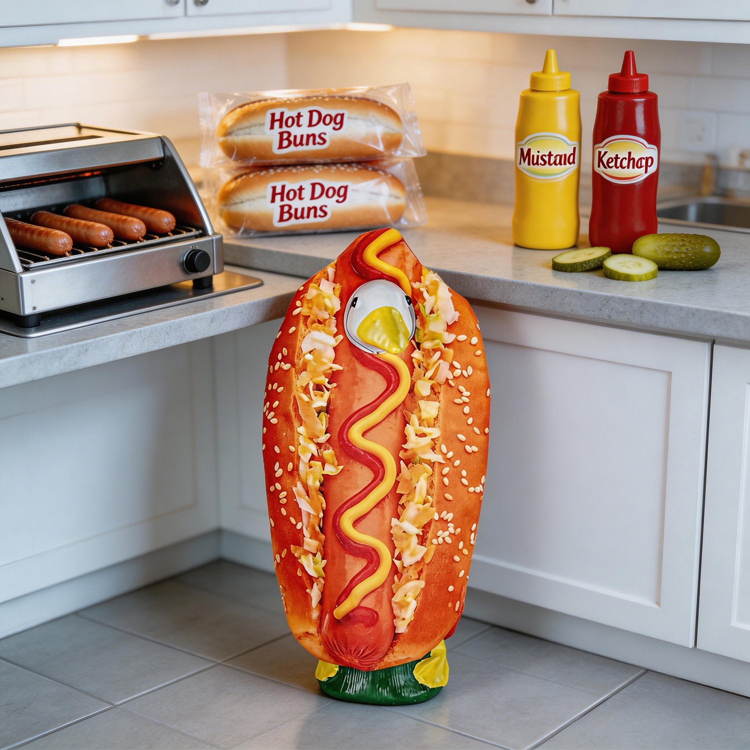 23 Inch Porch Goose Hamburger Hot Dog Costume, BBQ Party Atmosphere Decor Prop for Yard Gathering - Image 3