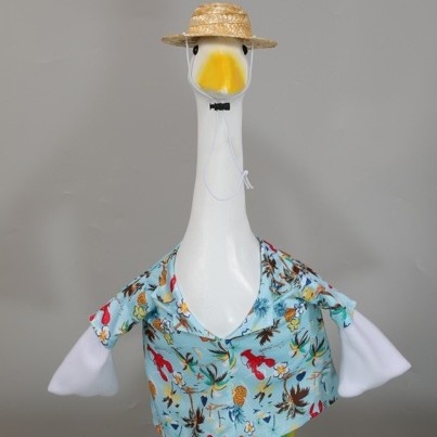 New Hawaiian Bikini & Shirt Couple Outfit Set for 23-Inch Porch Goose, Cloth Costume for Lawn Goose Decor - Image 3