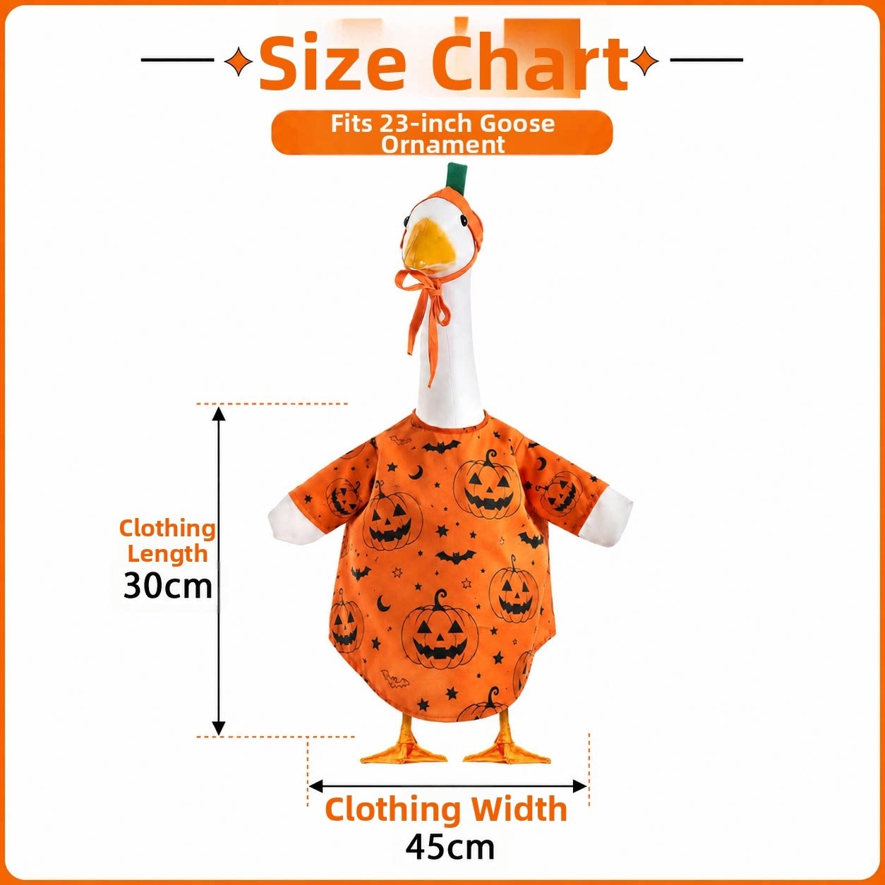 Halloween Pumpkin Bat Porch Goose Outfit, 23 Inch Goose Costume for Outdoor Yard Lawn Decoration - Image 5