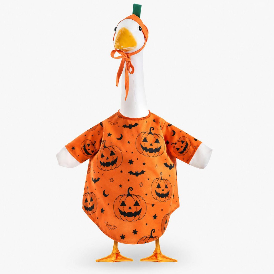 Halloween Pumpkin Bat Porch Goose Outfit, 23 Inch Goose Costume for Outdoor Yard Lawn Decoration - Image 3