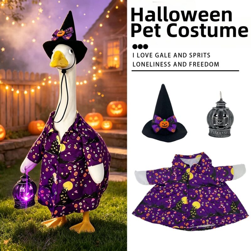 2026 New 3‑Piece Lantern Castle Witch Porch Goose Costume Set, Halloween Themed Outfit for 23 Inch Lawn Goose, Yard Porch Festive Atmosphere Decoration