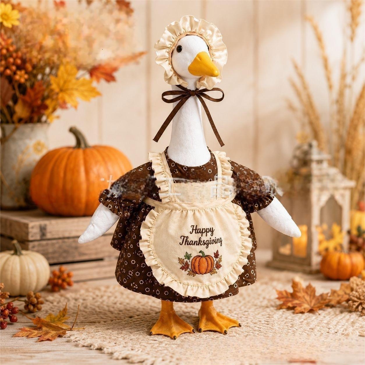 New Thanksgiving Porch Goose Outfit, Cute Maple Leaf Printed Porch Goose Clothing