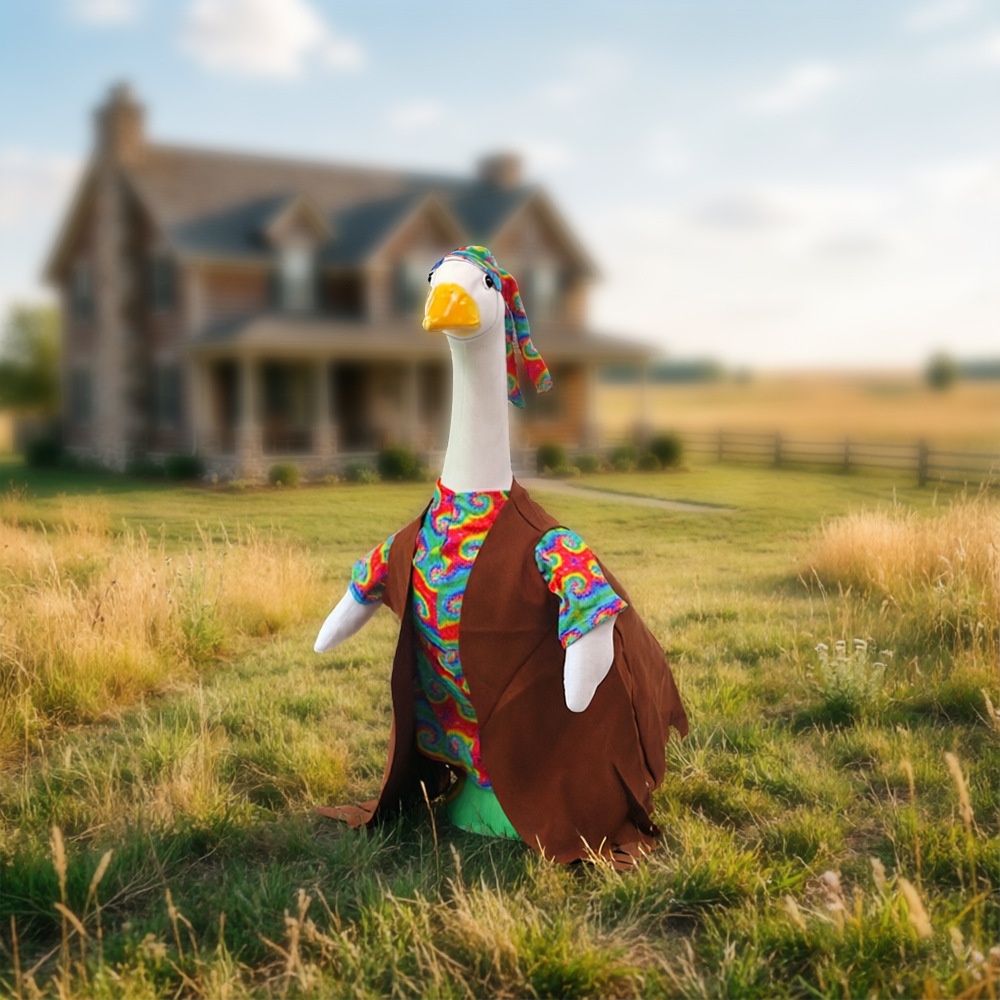 New Porch Goose Outfit, Western Style Colorful Inner Wear & Vintage Cape for Porch Goose Statue