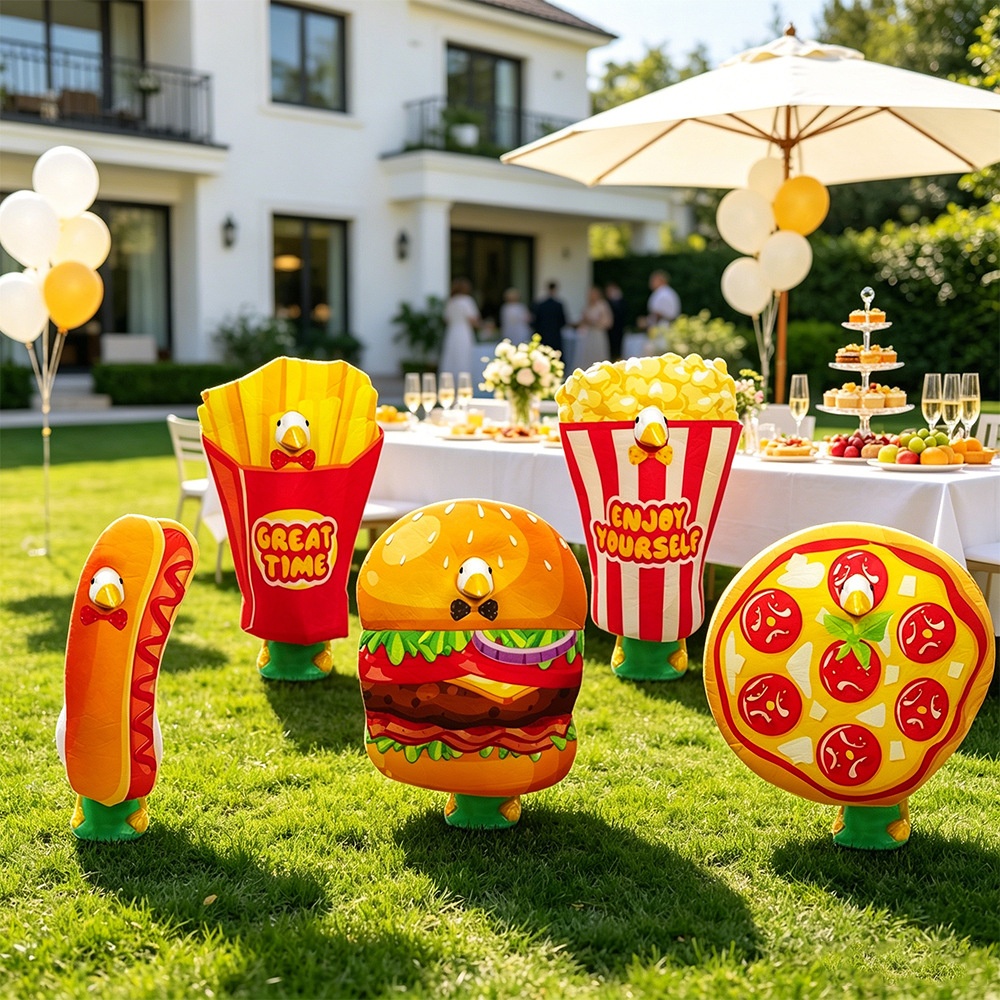 New Porch Goose Outfit, Fast Food Cosplay Series, Hamburger Pizza French Fries Popcorn Hot Dog Costume for Porch Goose