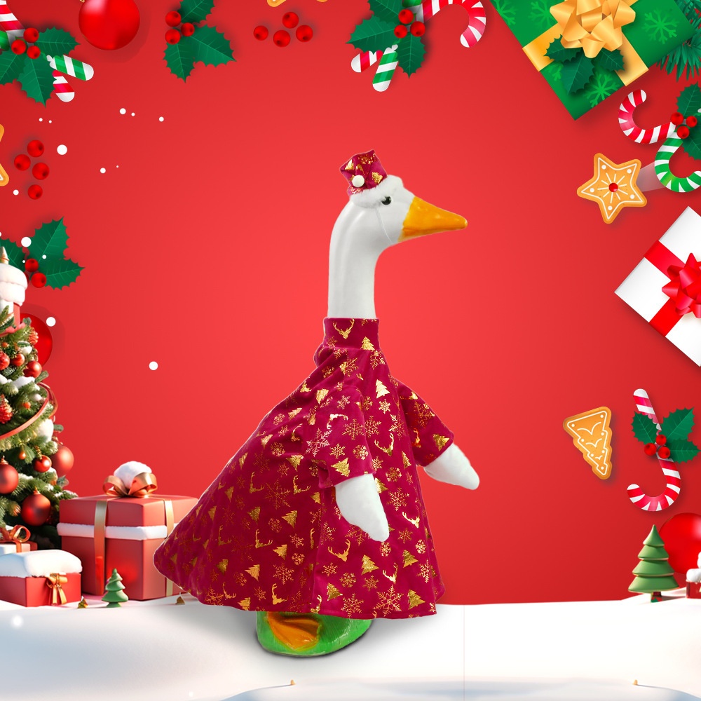 New Porch Goose Outfit, Red Knit Christmas Costume for Large White Goose Statue