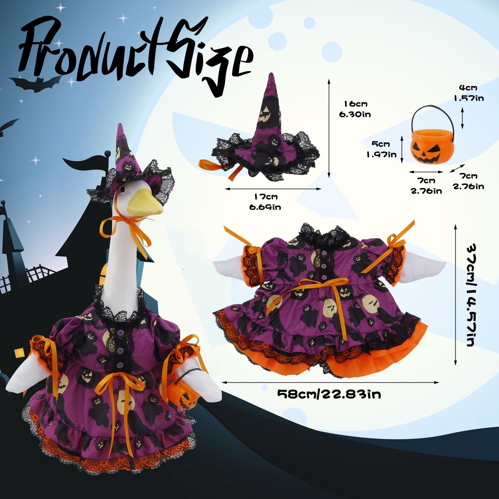 Porch Goose Halloween Outfit, Themed Costume for 23 Inch Lawn Goose, Yard Porch Party Decor