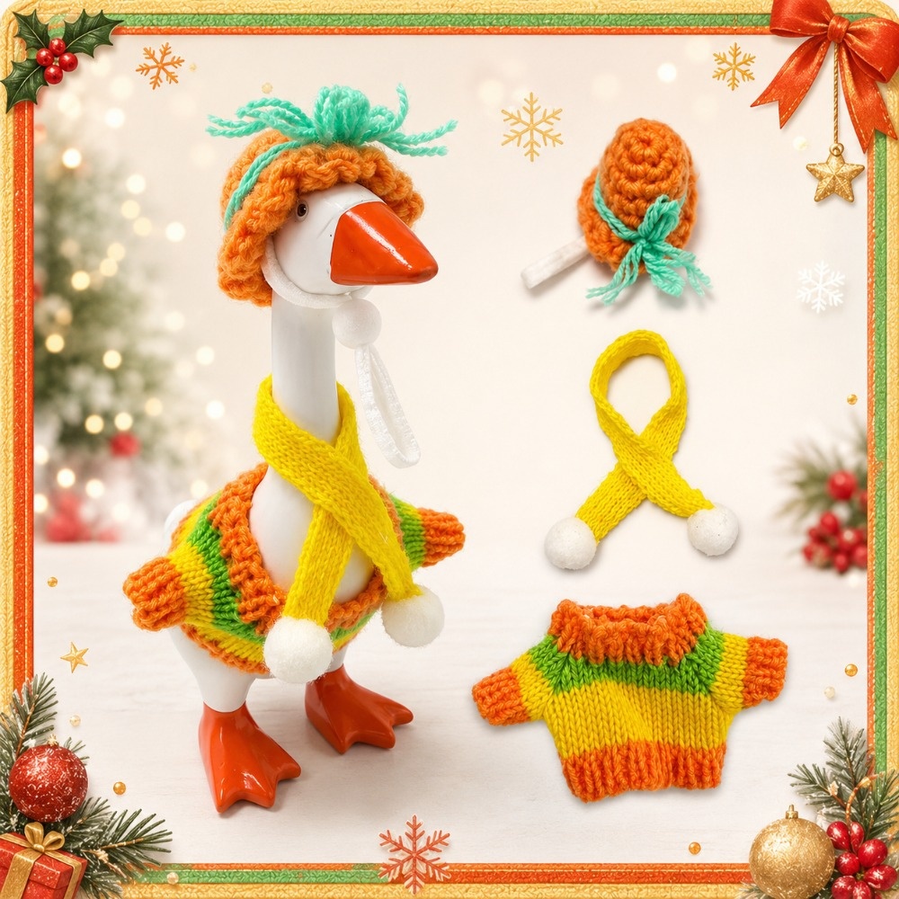 Porch Goose Colorful Outfit, Hand Knitted Clothes Set for Yard Holiday Decor, Goose Costume - Image 2