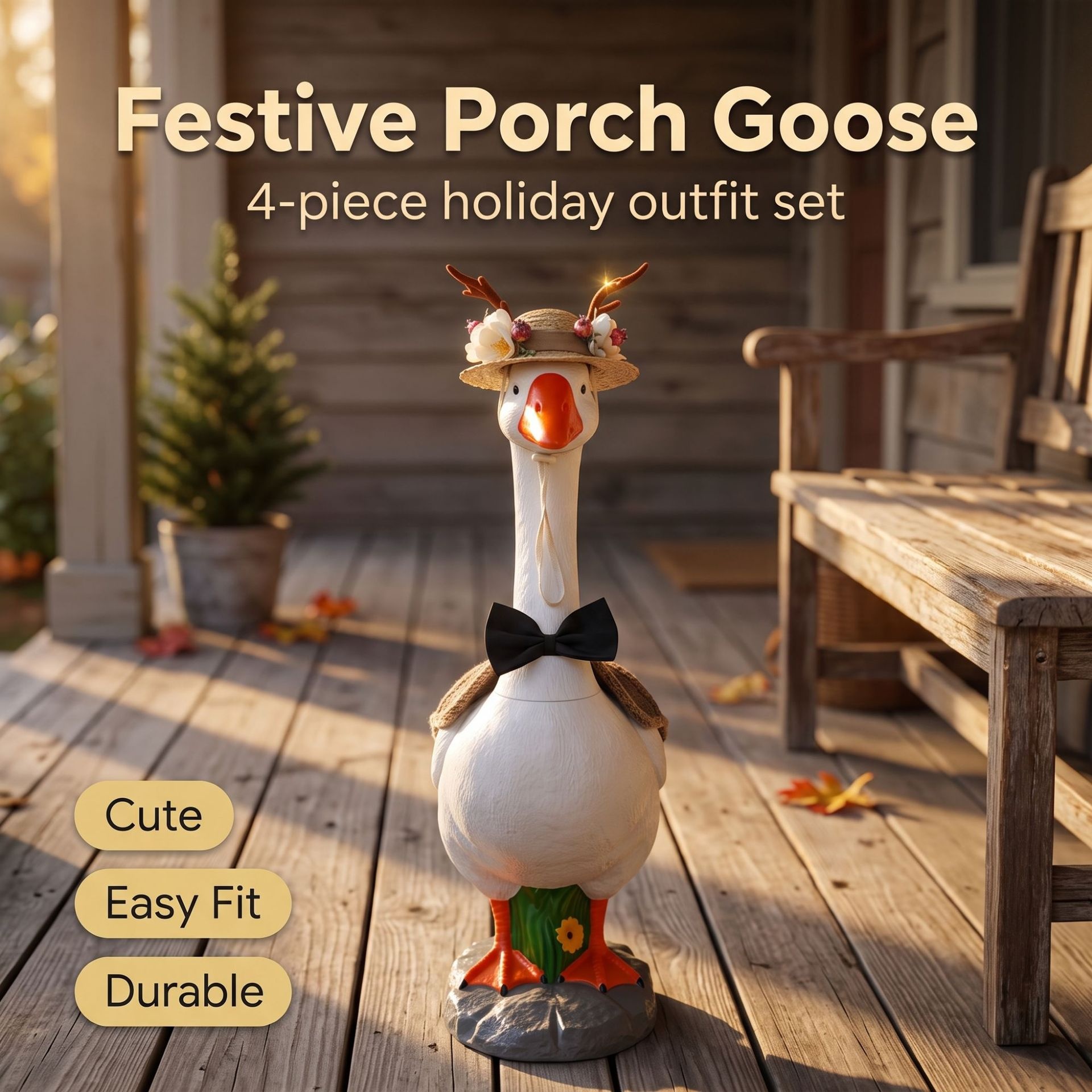 23 Inch Porch Goose Outfit, Jungle Deer Costume, Porch Goose Clothing, Turn Goose into Little Deer - Image 2