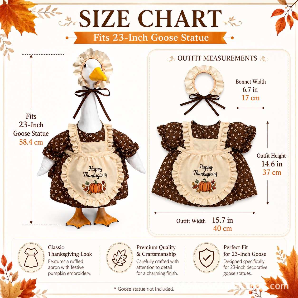 New Thanksgiving Porch Goose Outfit, Cute Maple Leaf Printed Porch Goose Clothing - Image 2