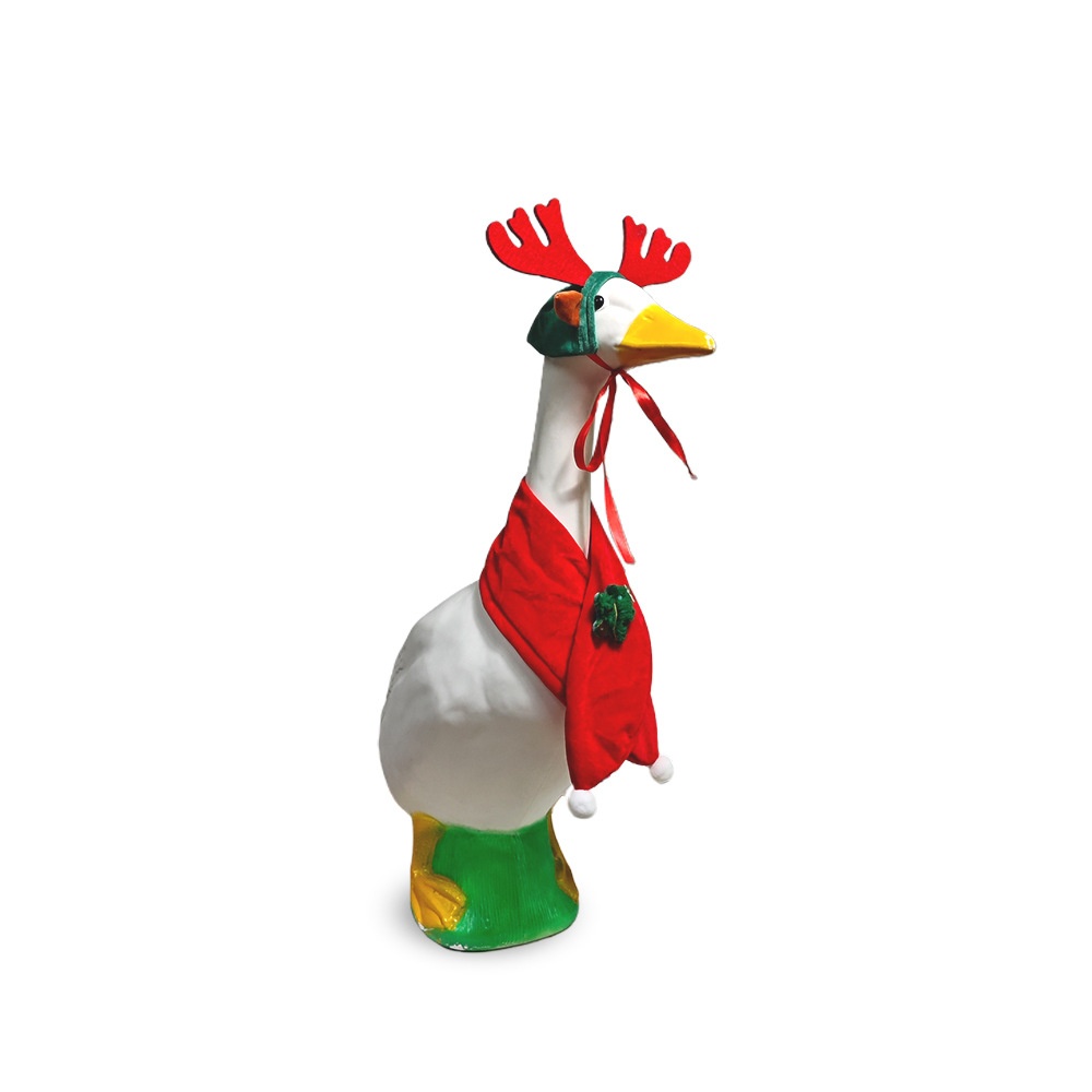 New Christmas Porch Goose Outfit, Reindeer Knit Costume for Large White Goose Statue - Image 2