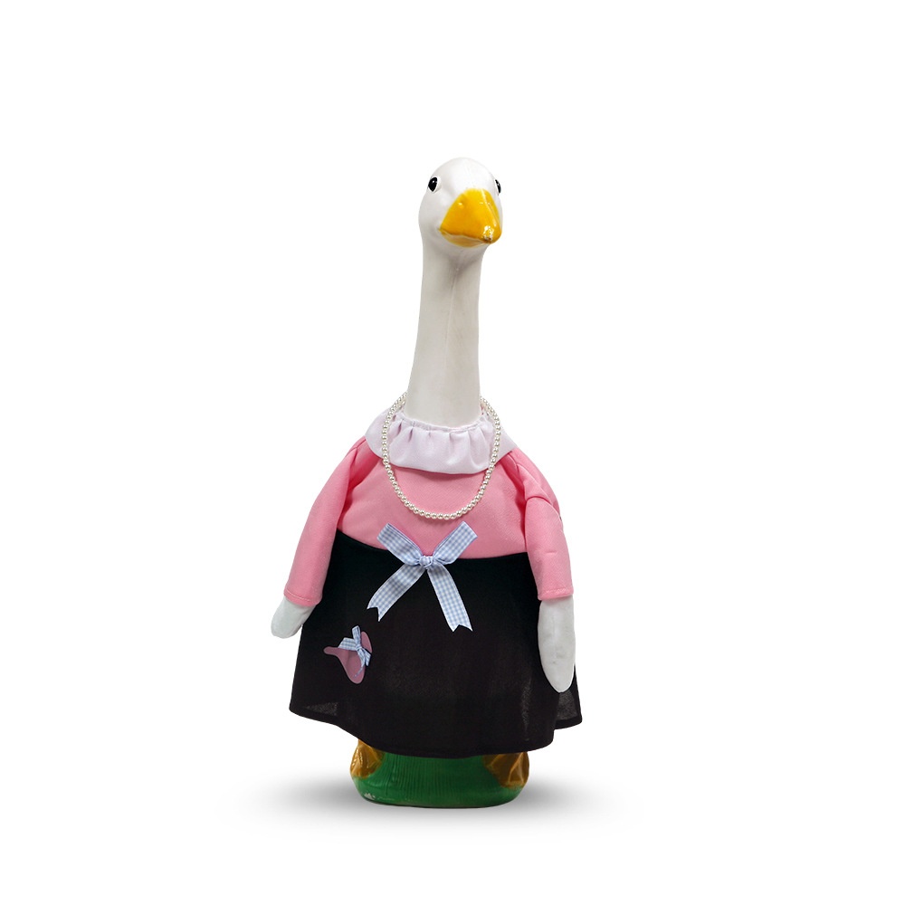 New Porch Goose Outfit, Pink Noble Lady Costume with Pearl Necklace for Large White Goose Statue - Image 2
