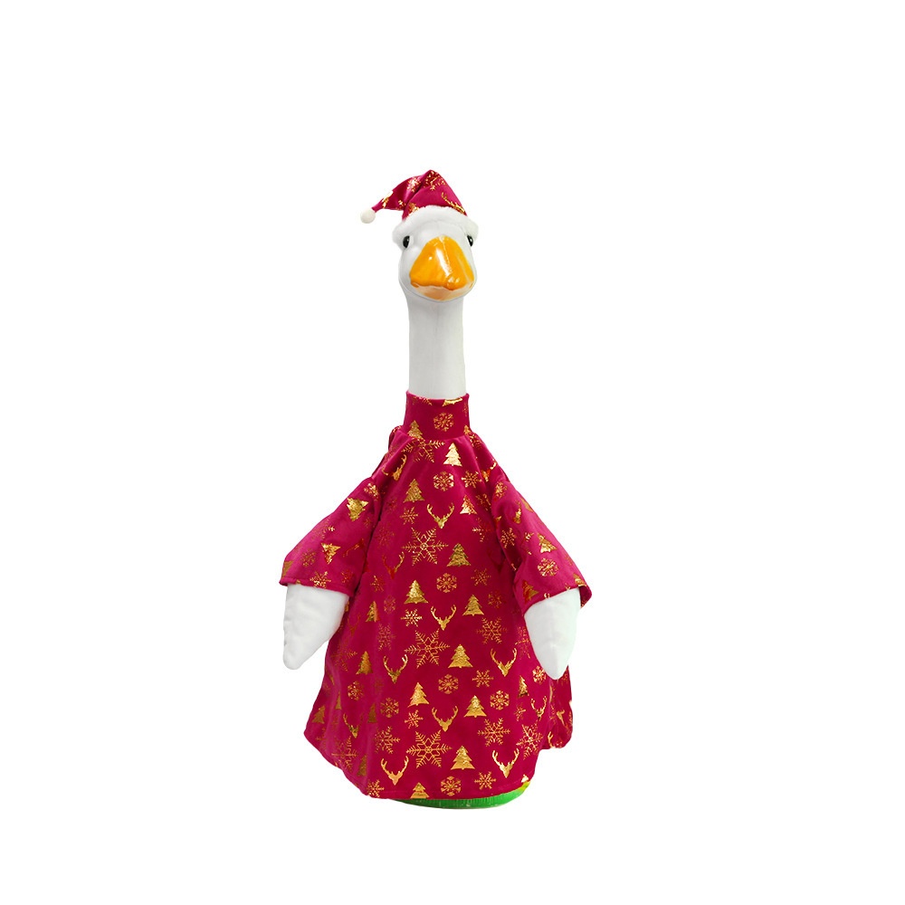 New Porch Goose Outfit, Red Knit Christmas Costume for Large White Goose Statue - Image 2