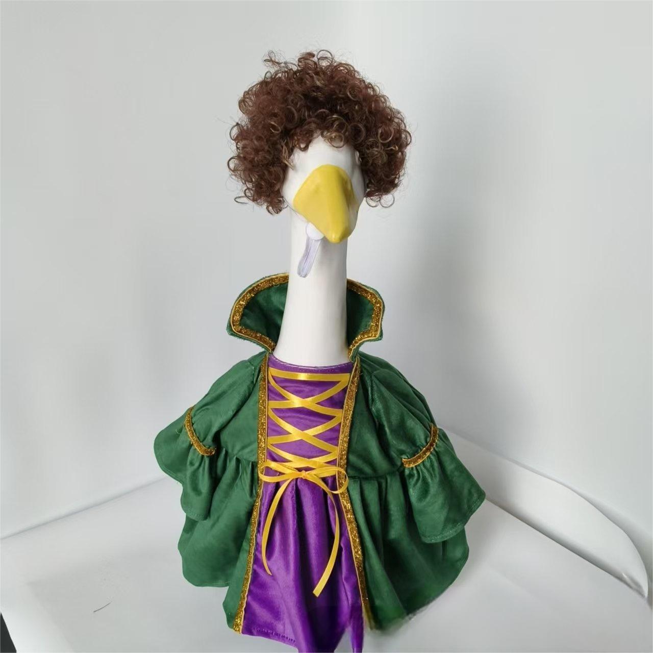 Porch Goose Halloween Costume, Green Gold Curly Hair Witch Outfit for 23 Inch Porch Goose - Image 2