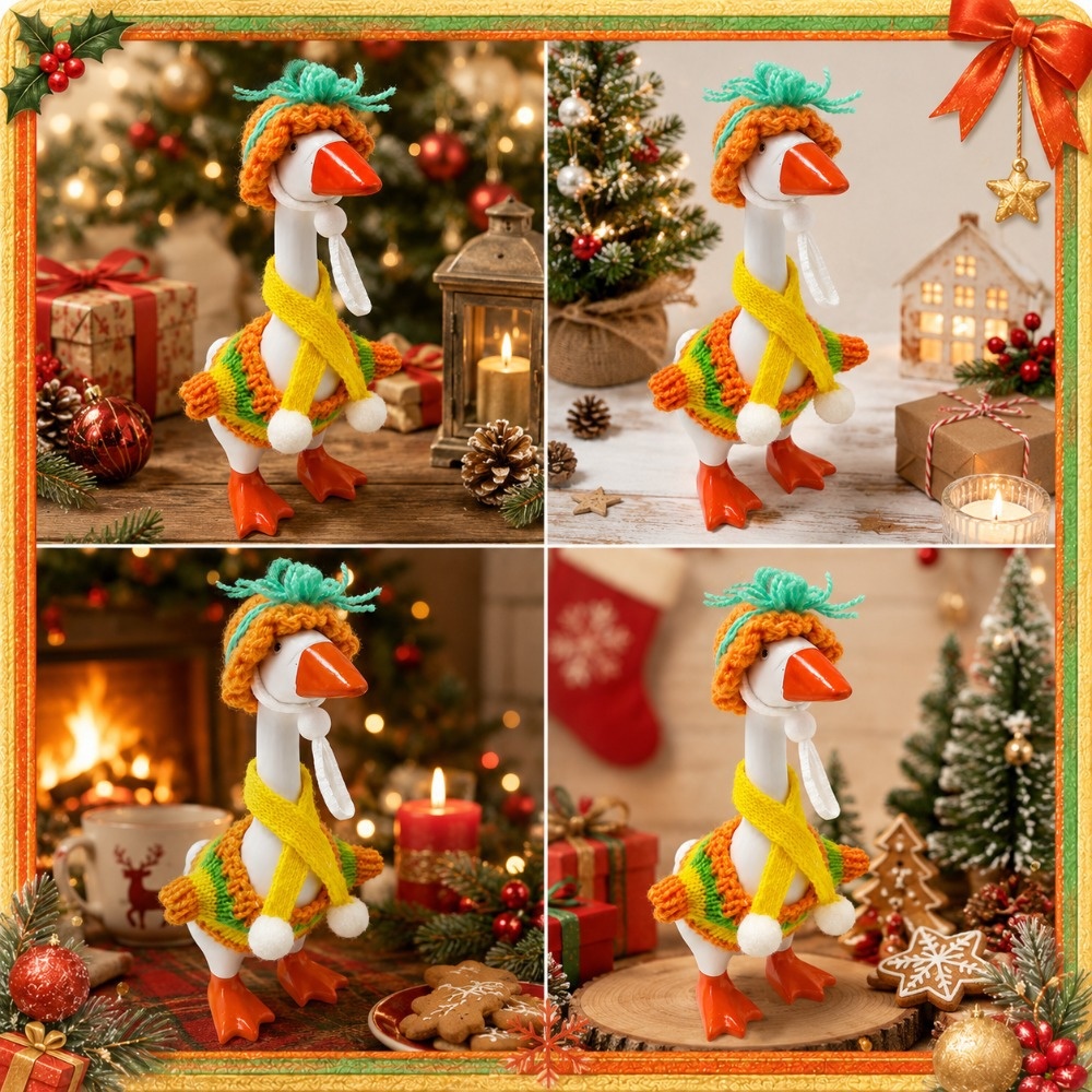 Porch Goose Colorful Outfit, Hand Knitted Clothes Set for Yard Holiday Decor, Goose Costume - Image 5
