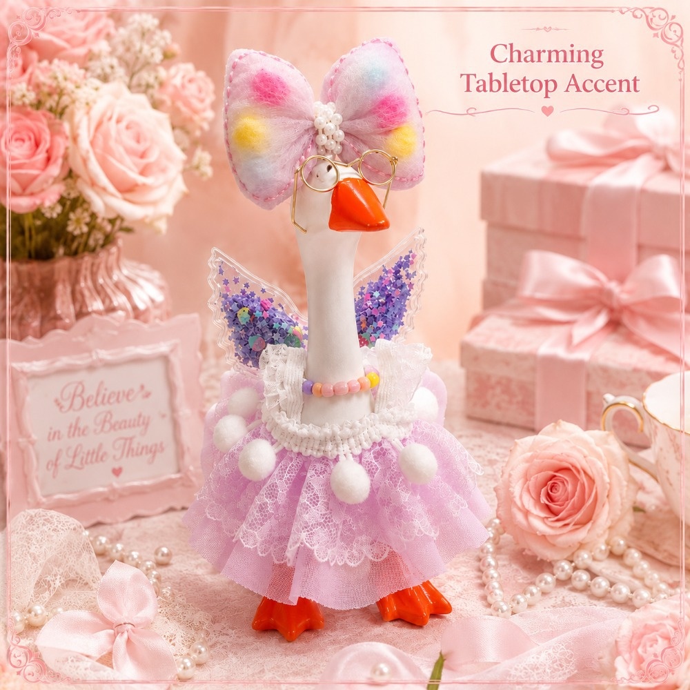 7 Inch Porch Goose Outfit, Purple Bubble Dress with Big Bow & Wings, Exquisite Hand Sewn Costume Set - Image 5