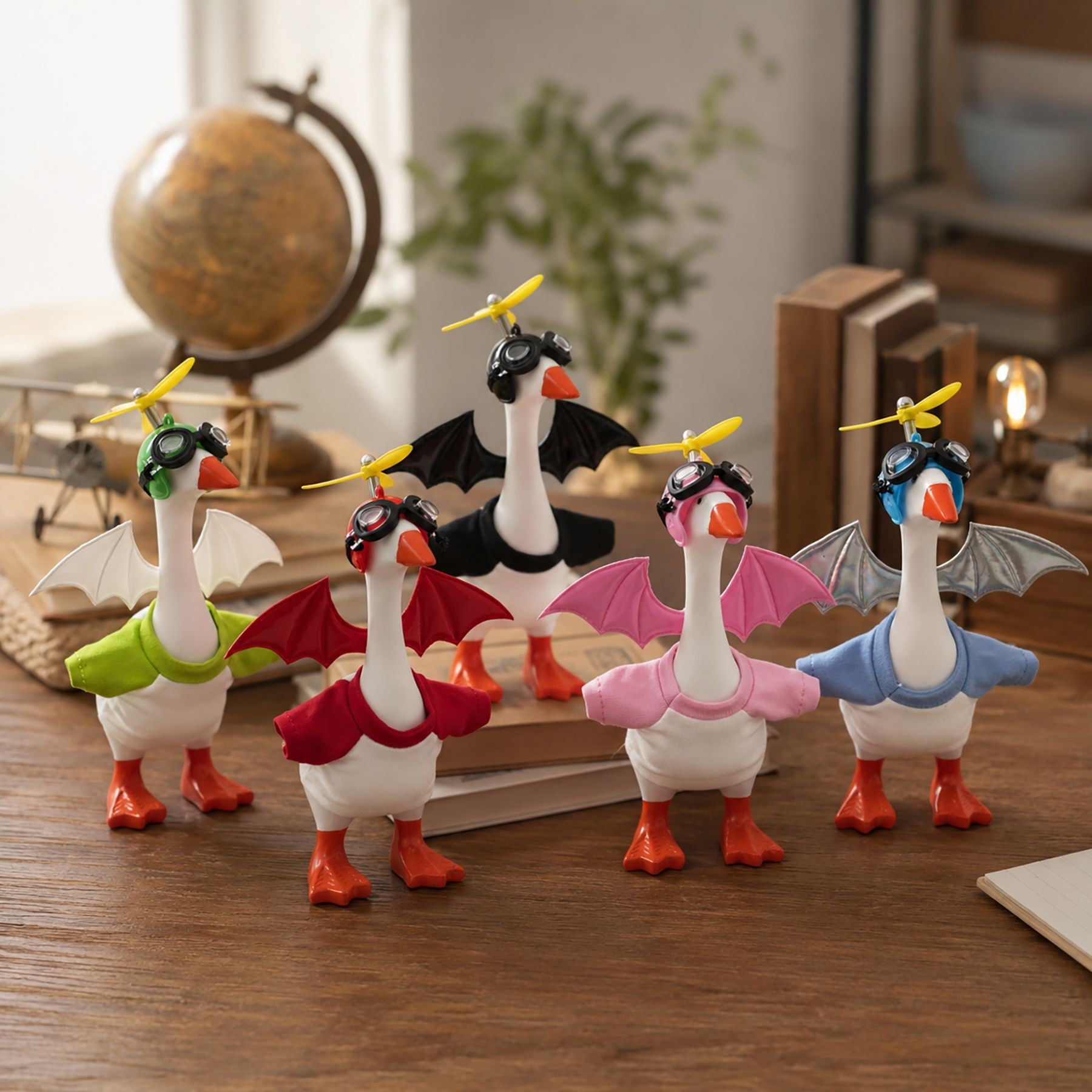7 Inch Porch Goose Costume Set, Pilot Outfit with Propeller Hat & Wings, Creative Decor for Goose Figurine - Image 5