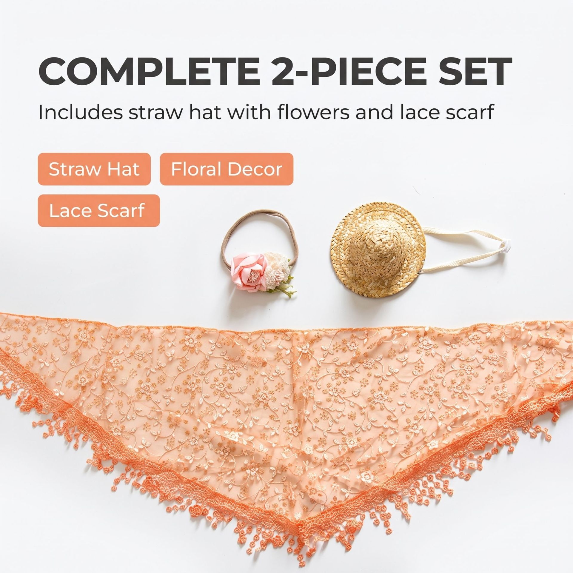 23 Inch Porch Goose Outfit, New Lawn Goose Garden Straw Hat Skirt Set with Scarf - Image 5