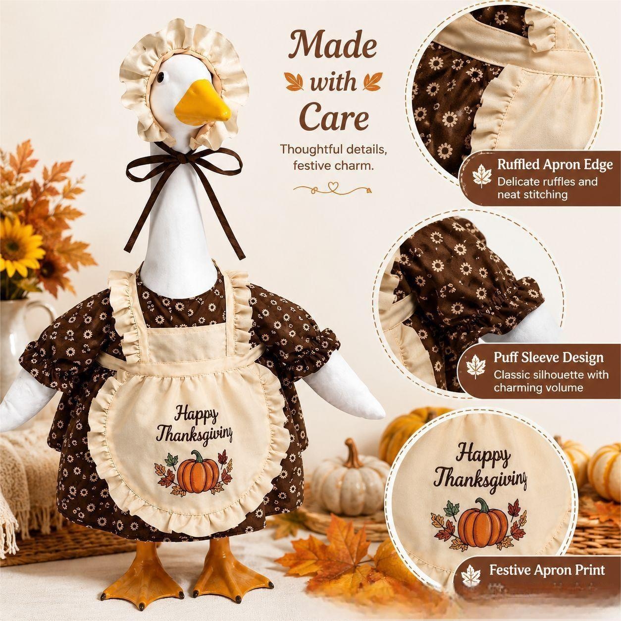 New Thanksgiving Porch Goose Outfit, Cute Maple Leaf Printed Porch Goose Clothing - Image 5