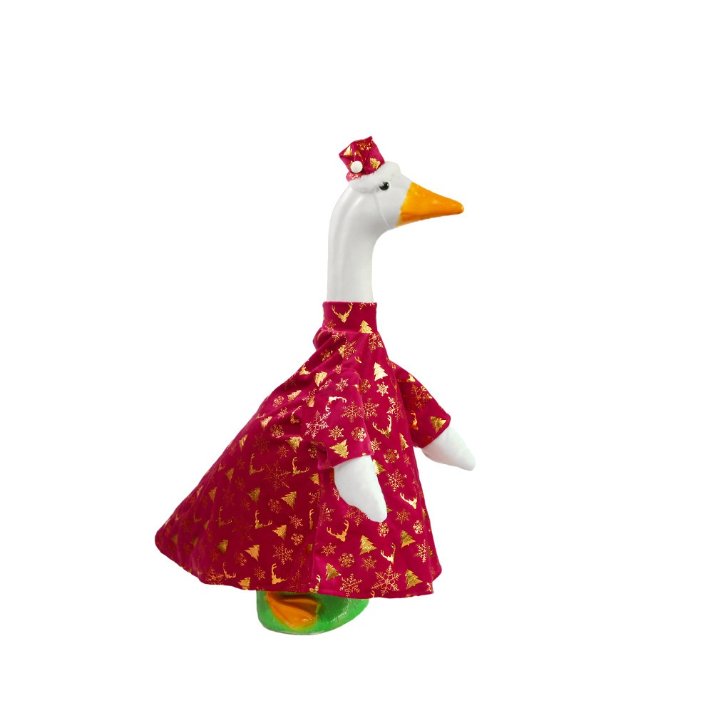 New Porch Goose Outfit, Red Knit Christmas Costume for Large White Goose Statue - Image 5