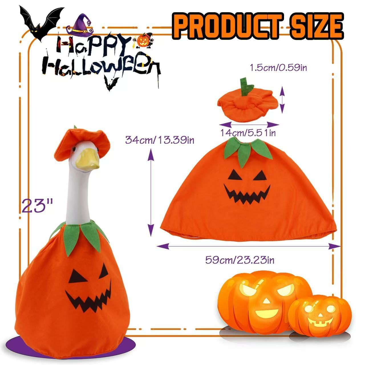 Porch Goose Halloween Outfit, Themed Costume for 23 Inch Lawn Goose, Yard Porch Party Decor - Image 5