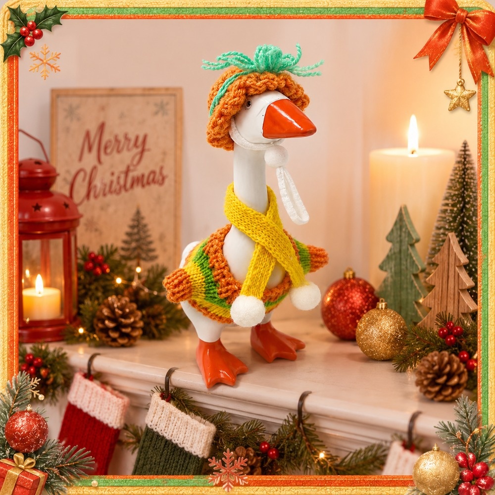Porch Goose Colorful Outfit, Hand Knitted Clothes Set for Yard Holiday Decor, Goose Costume - Image 4