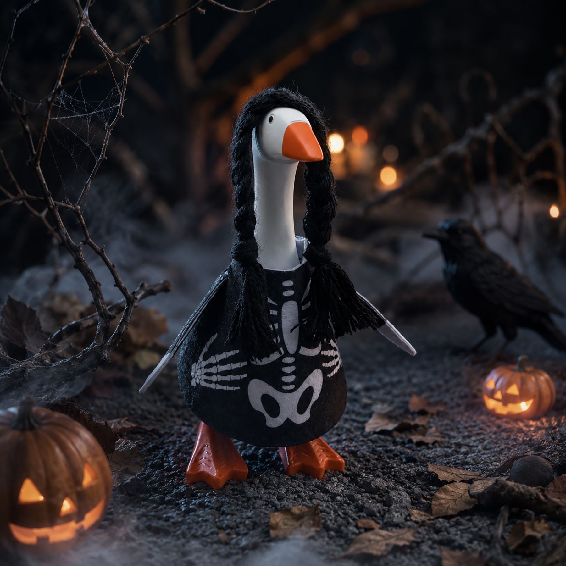New Porch Goose Halloween Hanging Ornament, Braided Skull Decor, Ghost Festival Home Party Mini Pendant - Image 4