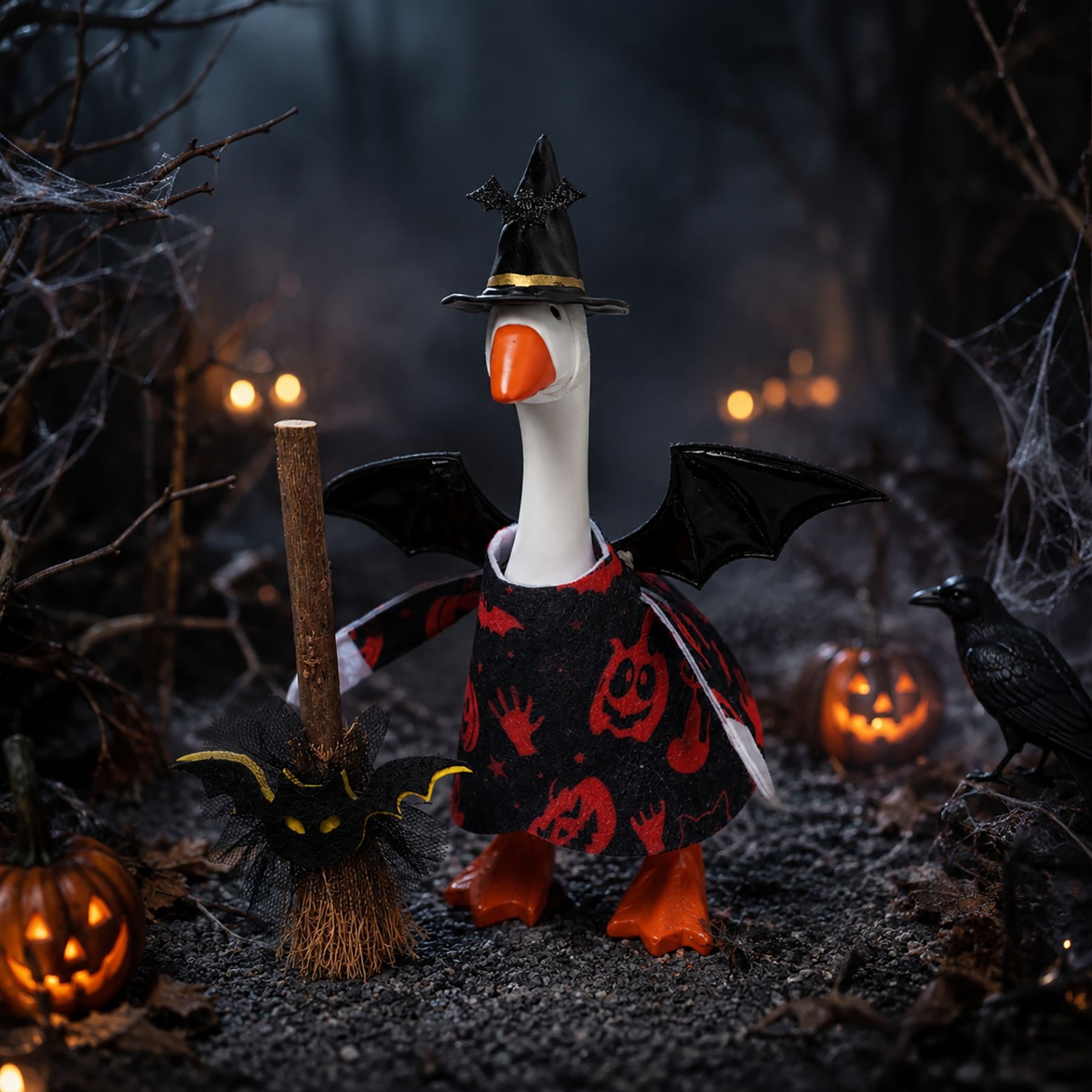 New Porch Goose Halloween Hanging Ornament, Black Devil Costume Decor, Ghost Festival Home Party Mini Pendant - Image 4