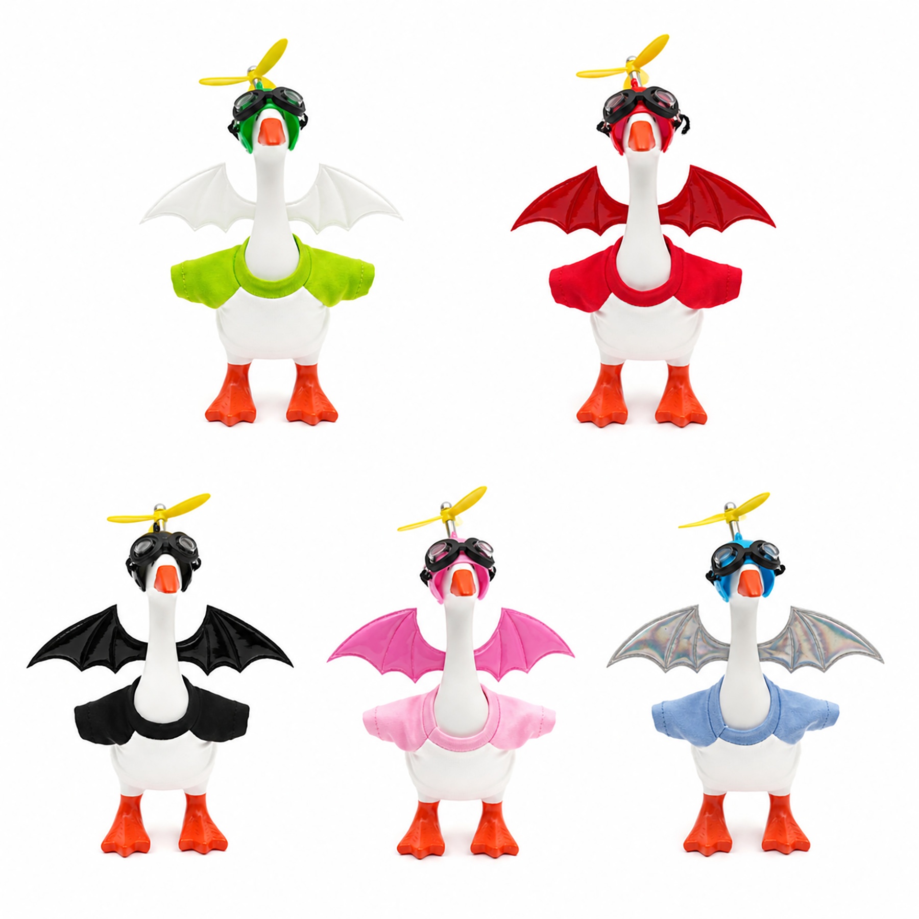 7 Inch Porch Goose Costume Set, Pilot Outfit with Propeller Hat & Wings, Creative Decor for Goose Figurine - Image 4