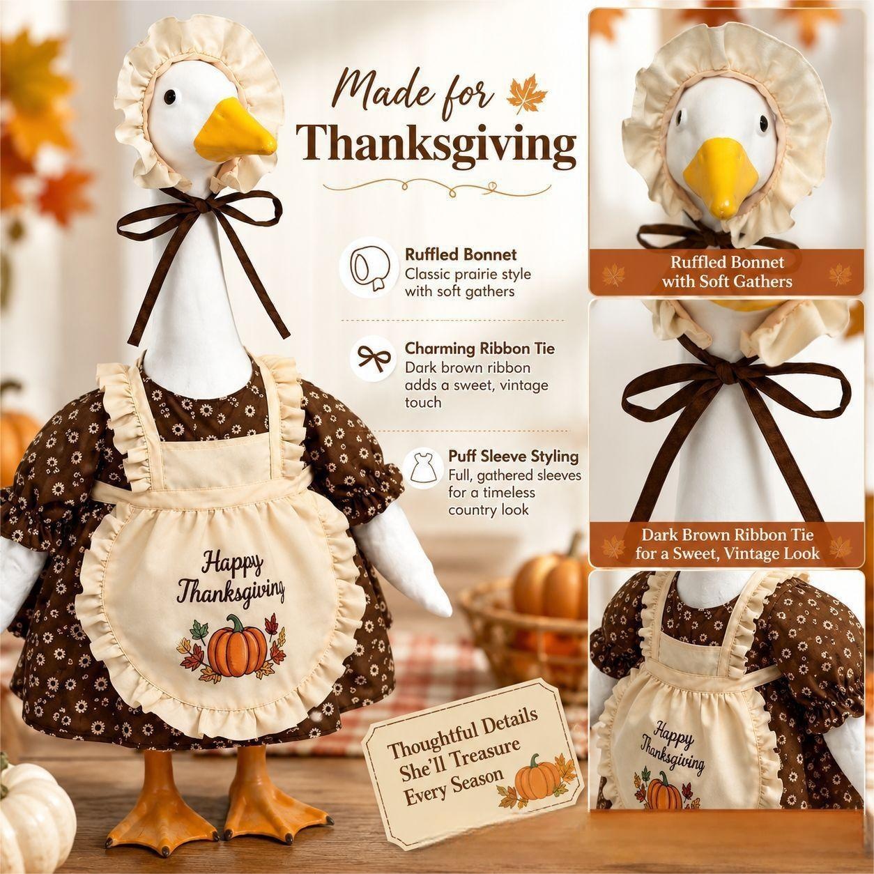 New Thanksgiving Porch Goose Outfit, Cute Maple Leaf Printed Porch Goose Clothing - Image 4
