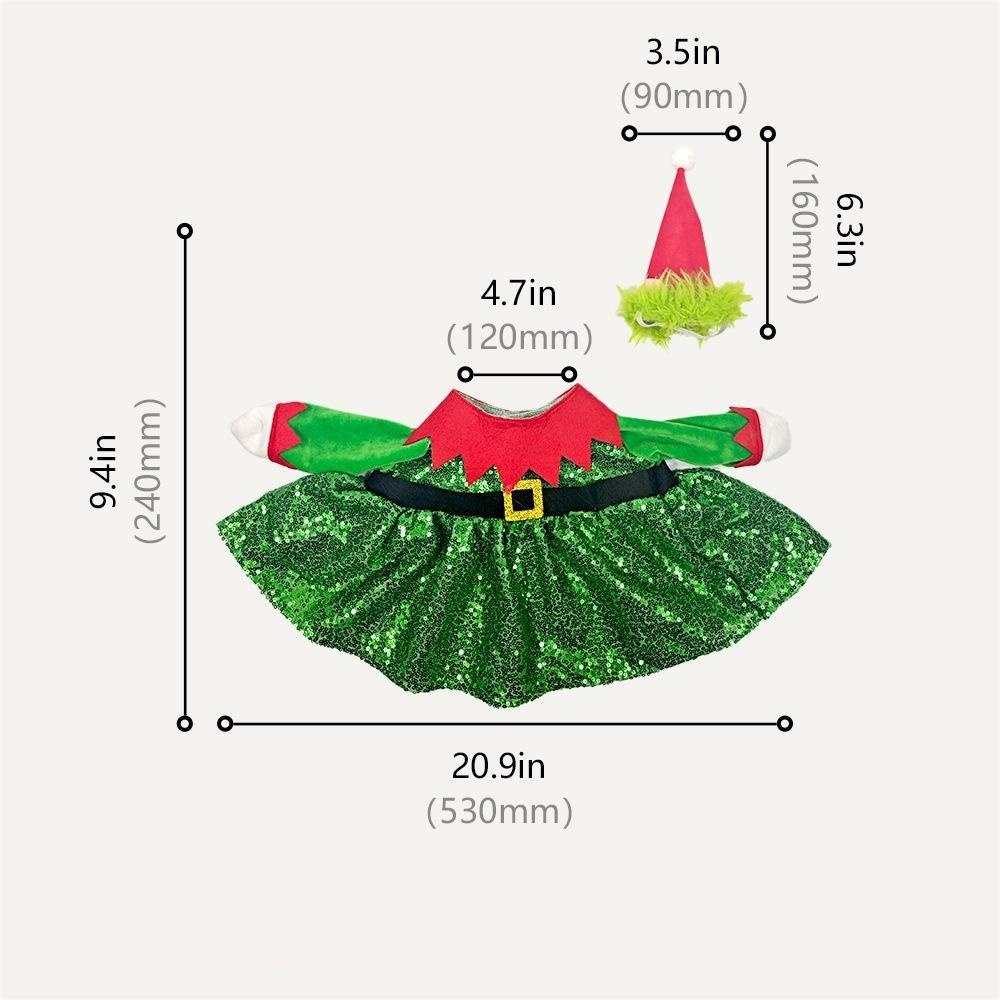 New Porch Goose Christmas Outfit, Green Sequin Elf Costume Set for Large White Goose Statue - Image 4