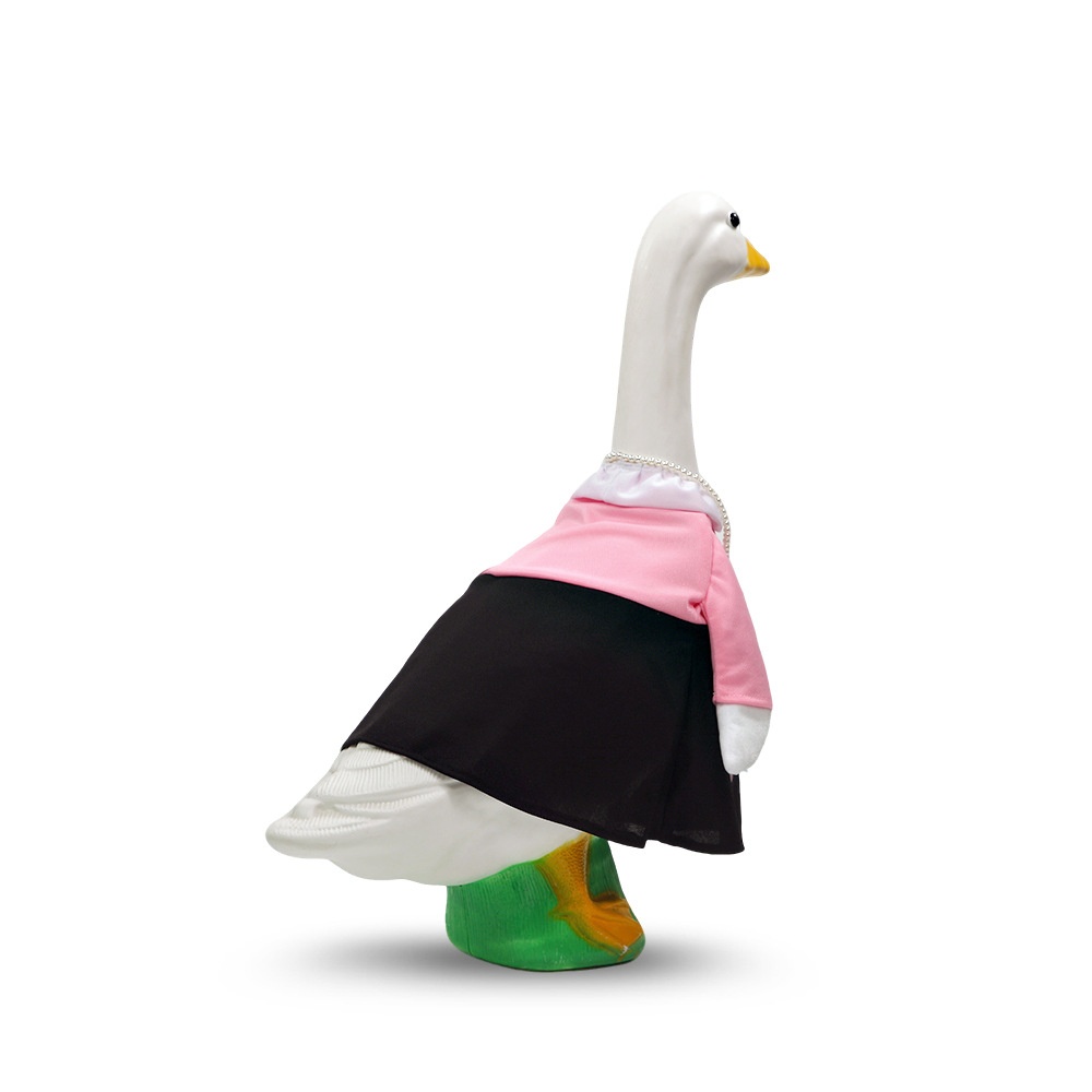 New Porch Goose Outfit, Pink Noble Lady Costume with Pearl Necklace for Large White Goose Statue - Image 4