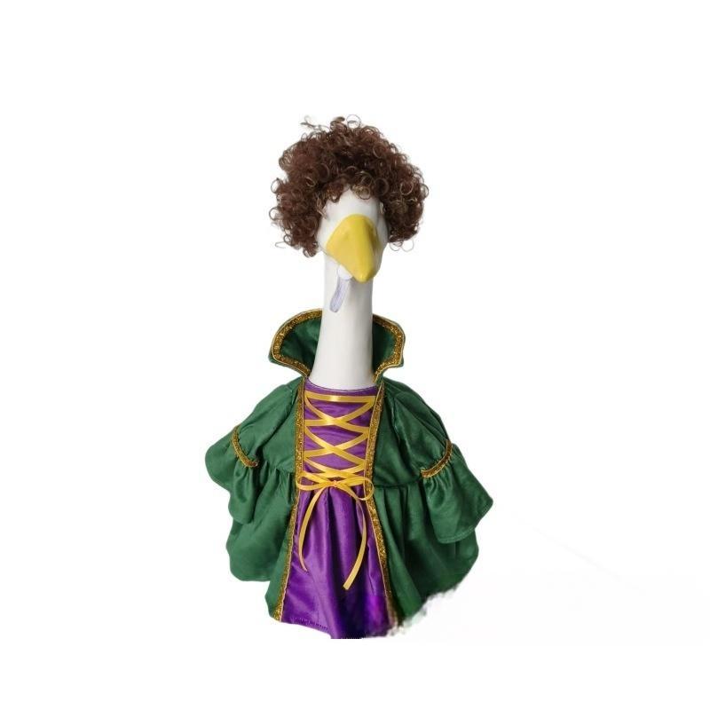 Porch Goose Halloween Costume, Green Gold Curly Hair Witch Outfit for 23 Inch Porch Goose - Image 4