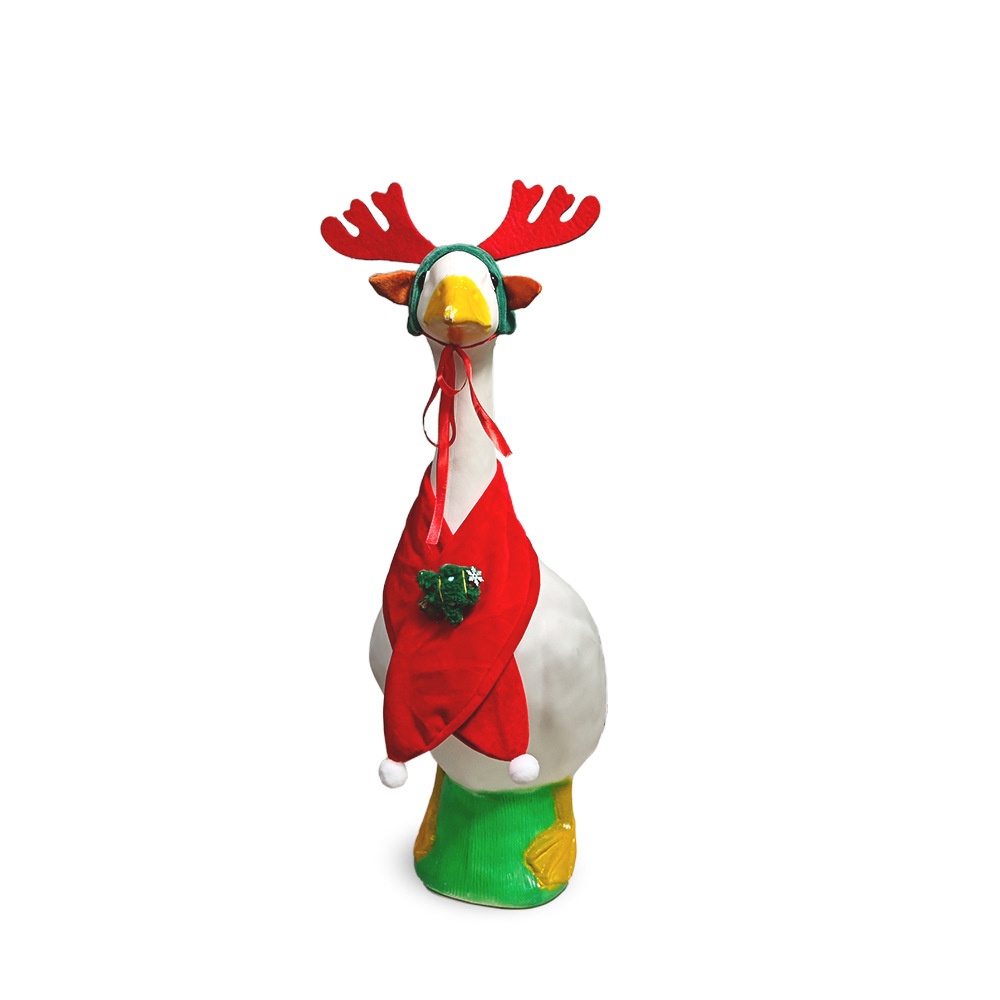 New Christmas Porch Goose Outfit, Reindeer Knit Costume for Large White Goose Statue - Image 3