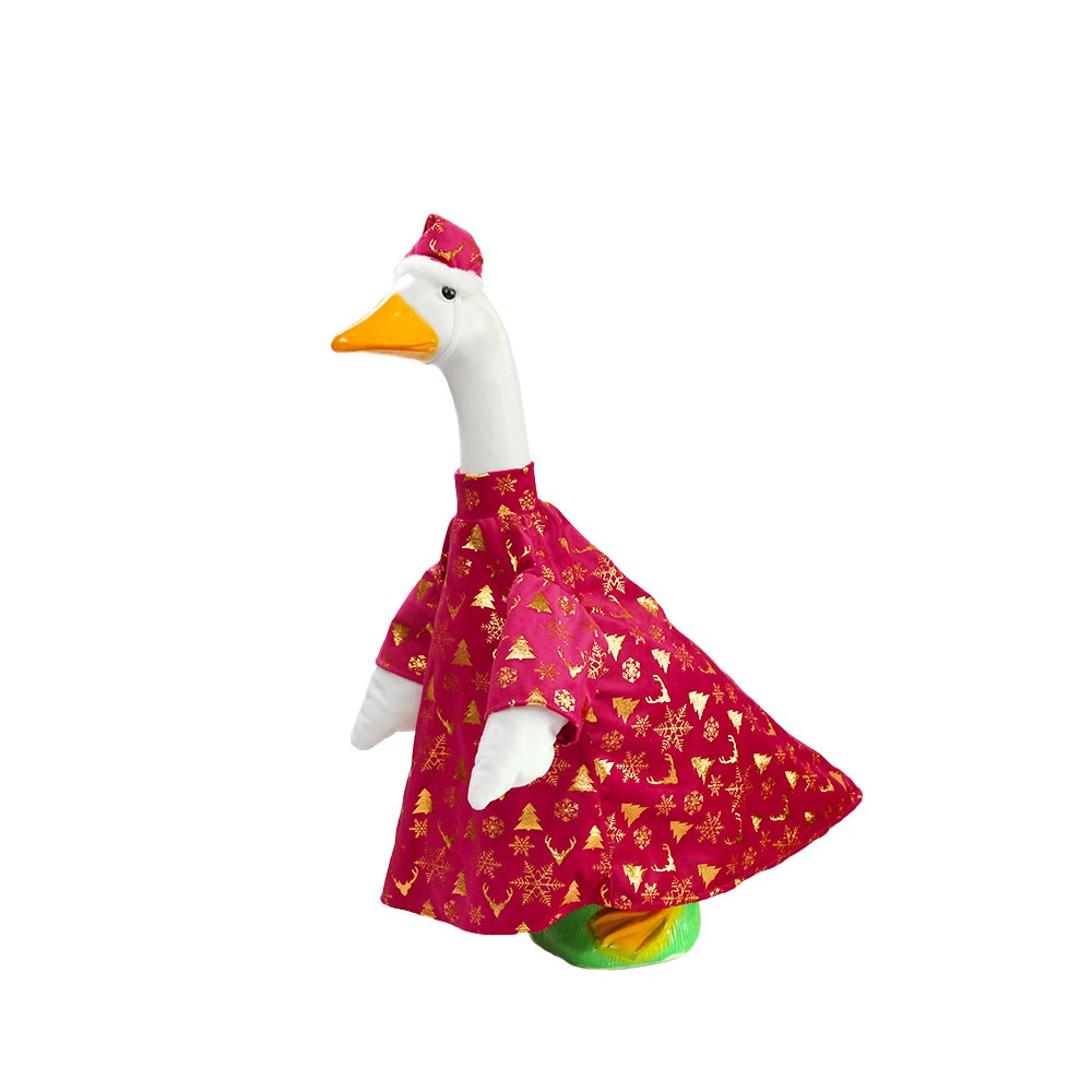 New Porch Goose Outfit, Red Knit Christmas Costume for Large White Goose Statue - Image 3