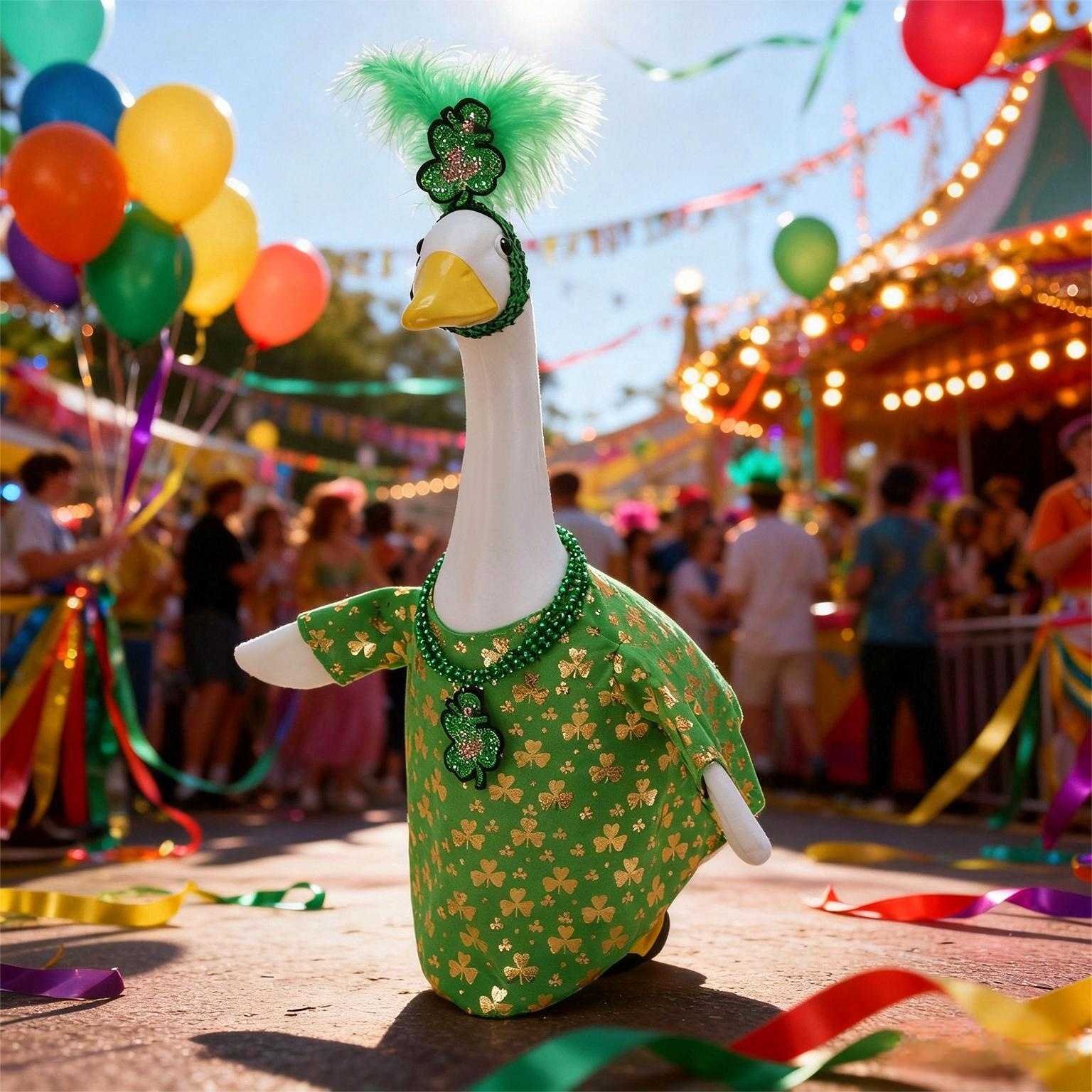 St. Patrick's Day Porch Goose Costume Set, 23 Inch Outdoor Garden Goose Decor - Image 2