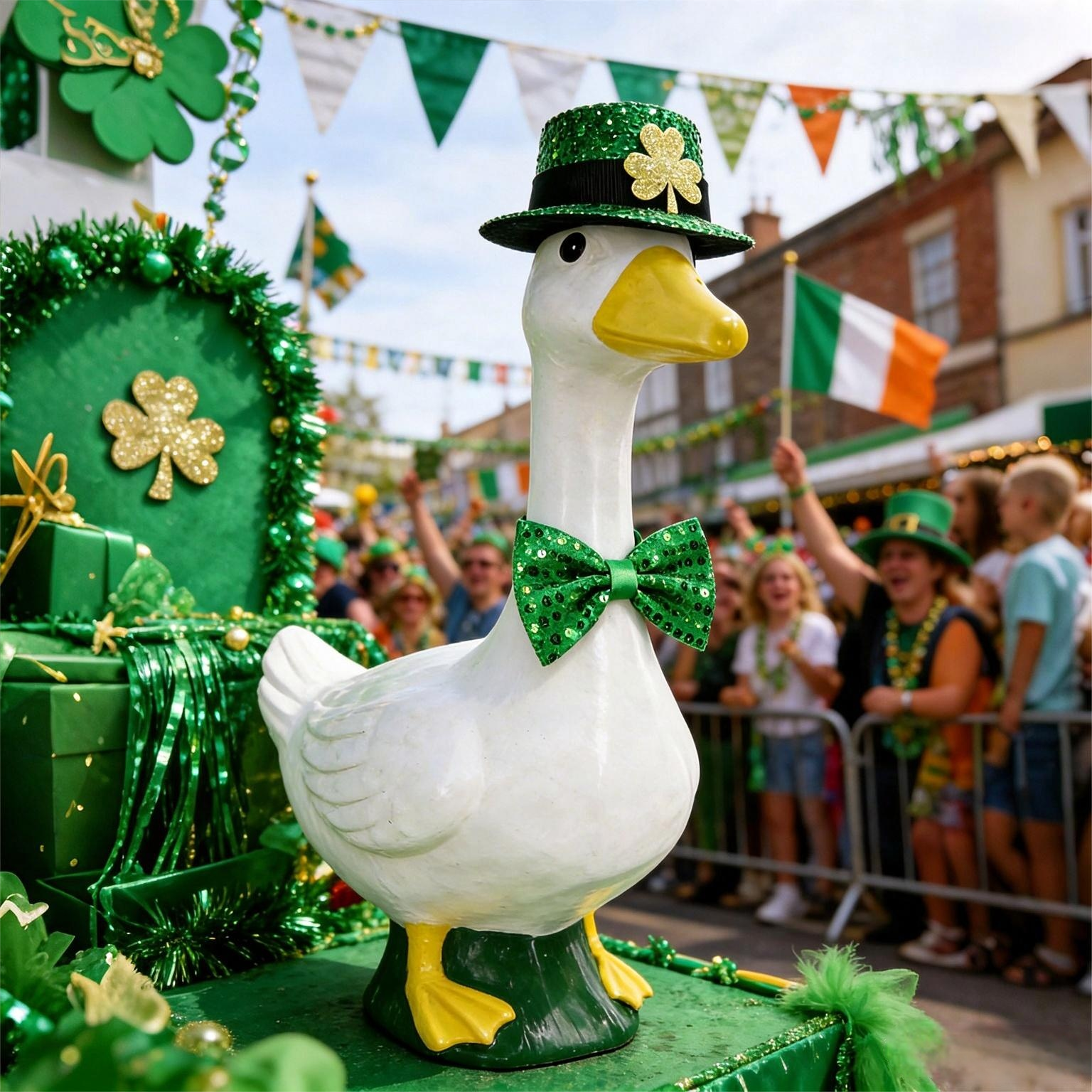 St. Patrick's Day Porch Goose Costume Set, 23 Inch Outdoor Garden Goose Decor - Image 4
