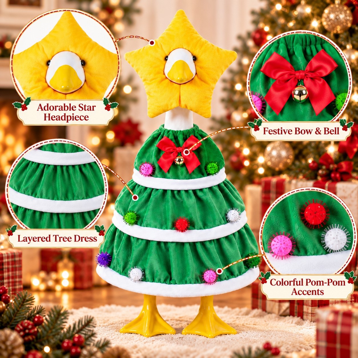 23 Inch Porch Goose Costume, Christmas Moose & Snowman Outfit, Garden Holiday Decoration - Image 5