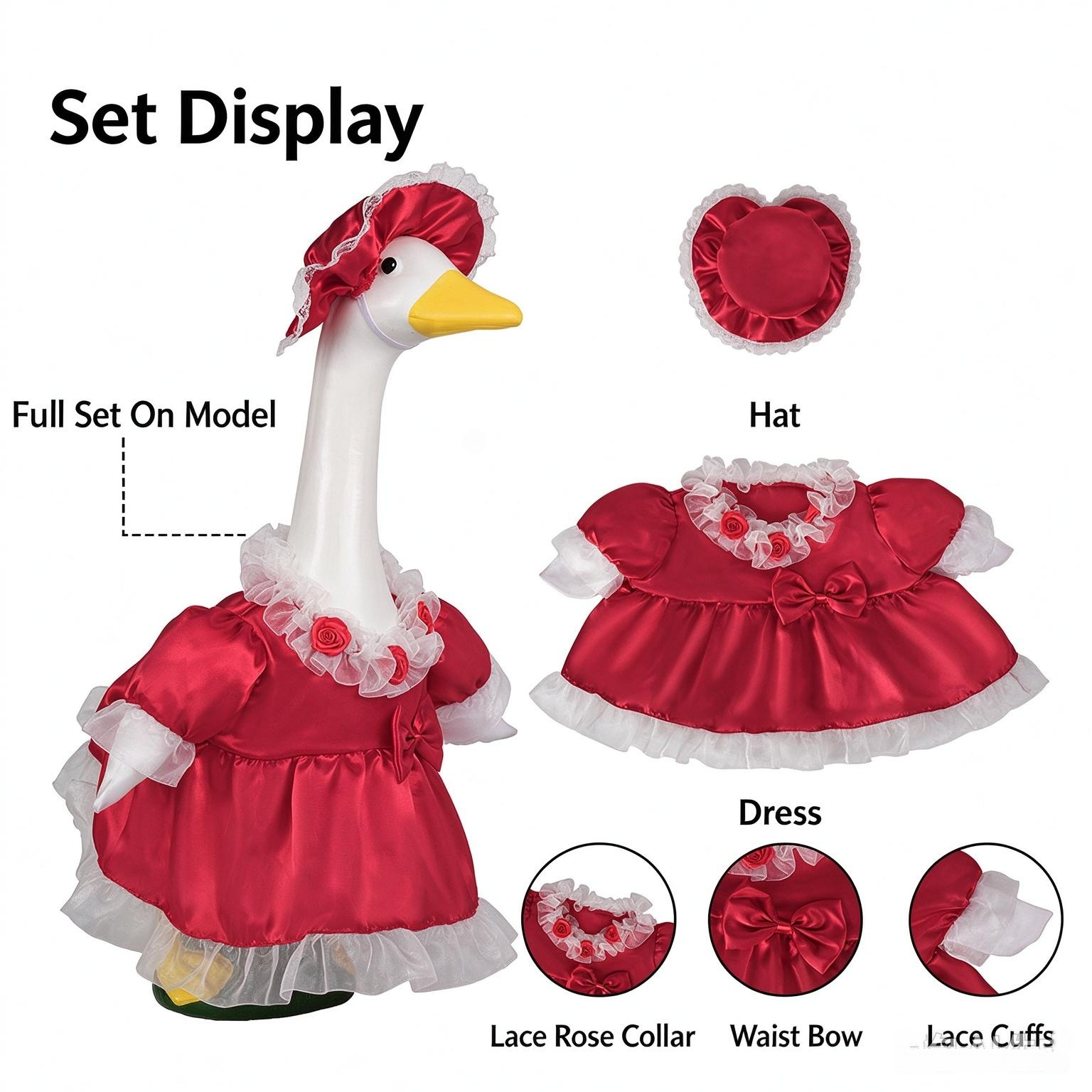 Valentine's Day Porch Goose Dress, 23 Inch Goose Outfit for Porch Yard Decor
