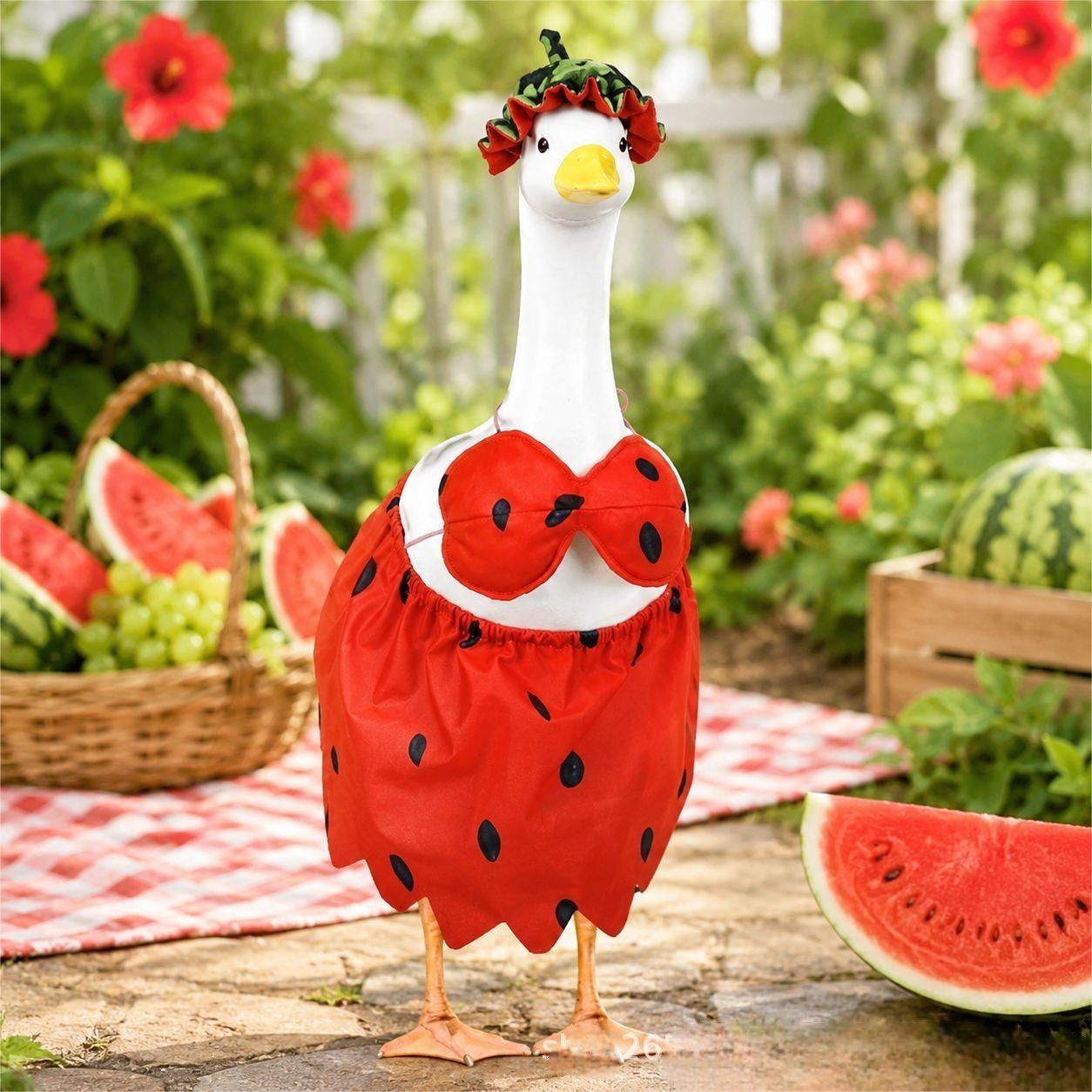 New Porch Goose Costume, Watermelon Bikini Outfit, 23 Inch Yard Lawn Garden Decor