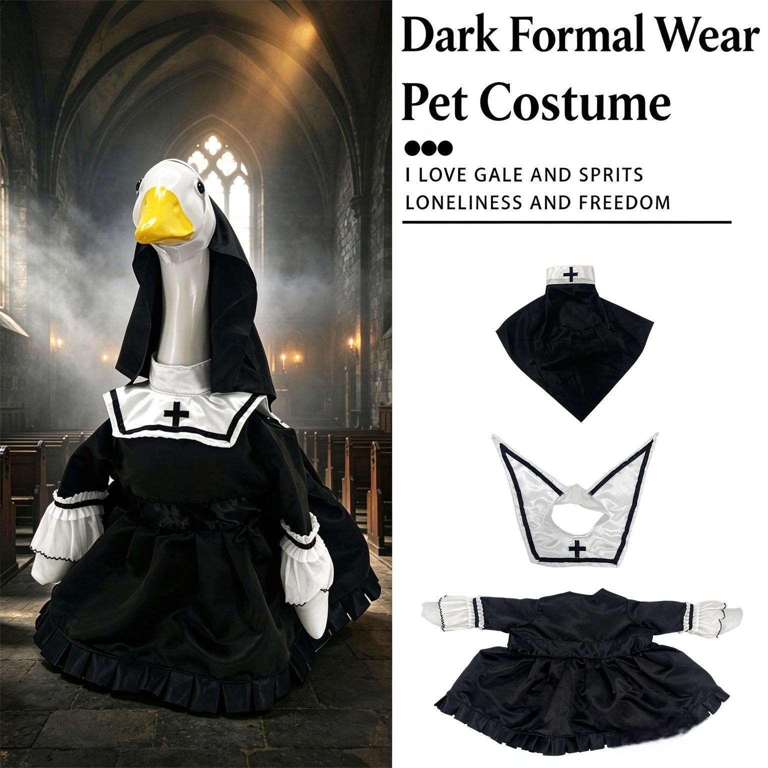 Halloween Gothic Style Porch Goose Costume Set, Spooky Yard Goose Decor