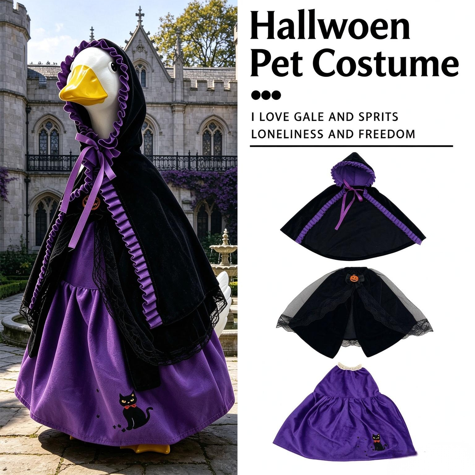 New Purple Black Witch Porch Goose Costume Set, Halloween Outdoor Yard Goose Decor