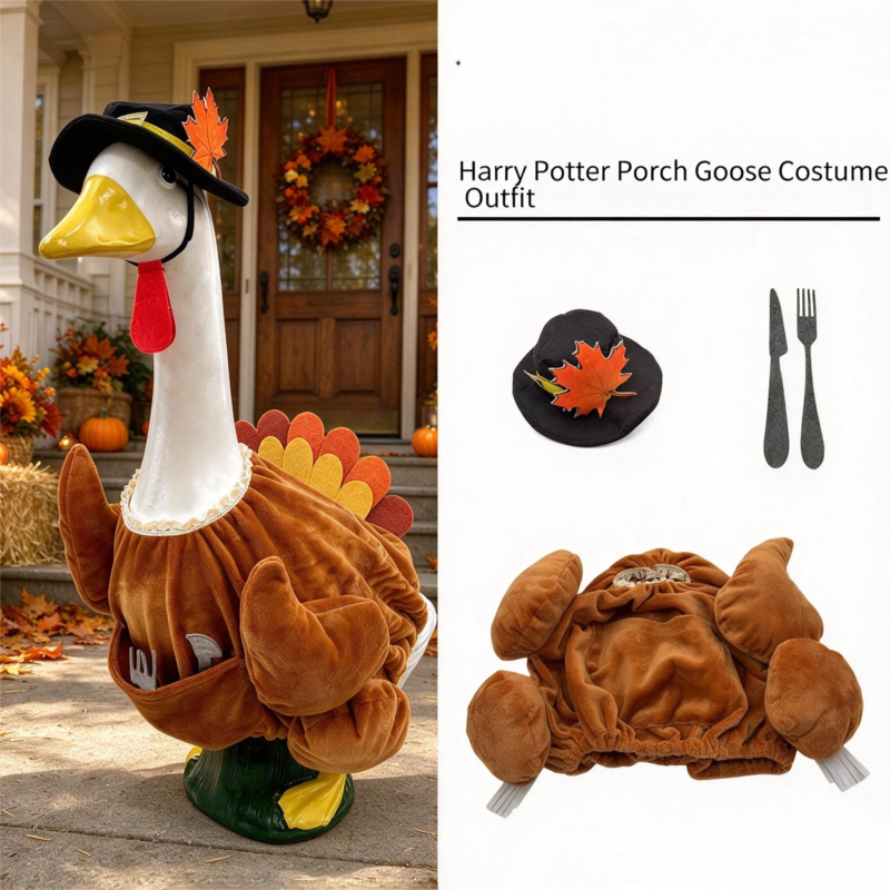 23 Inch Porch Goose Turkey Costume, Lawn Outdoor Garden Porch Goose Outfit, Holiday Decoration Prop