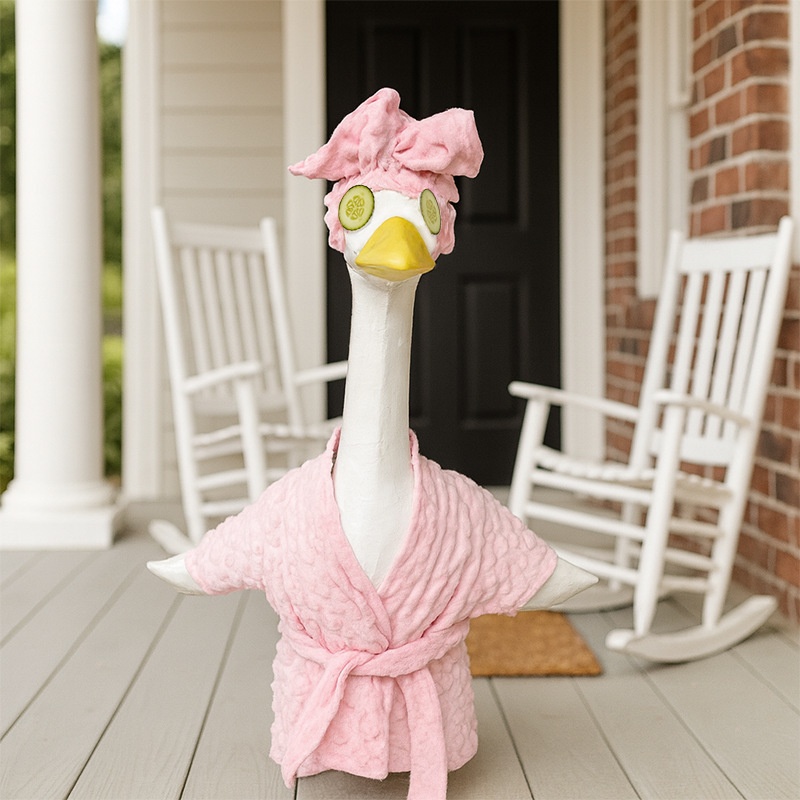 Porch Goose Bathrobe Costume, Double-Sided Fleece Holiday Yard Outfit for Halloween