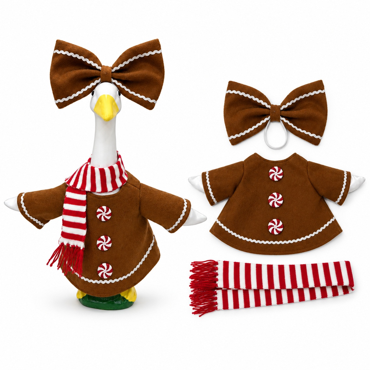 New Christmas Gingerbread Lollipop Dress Porch Goose Costume, Cute Yard Decor