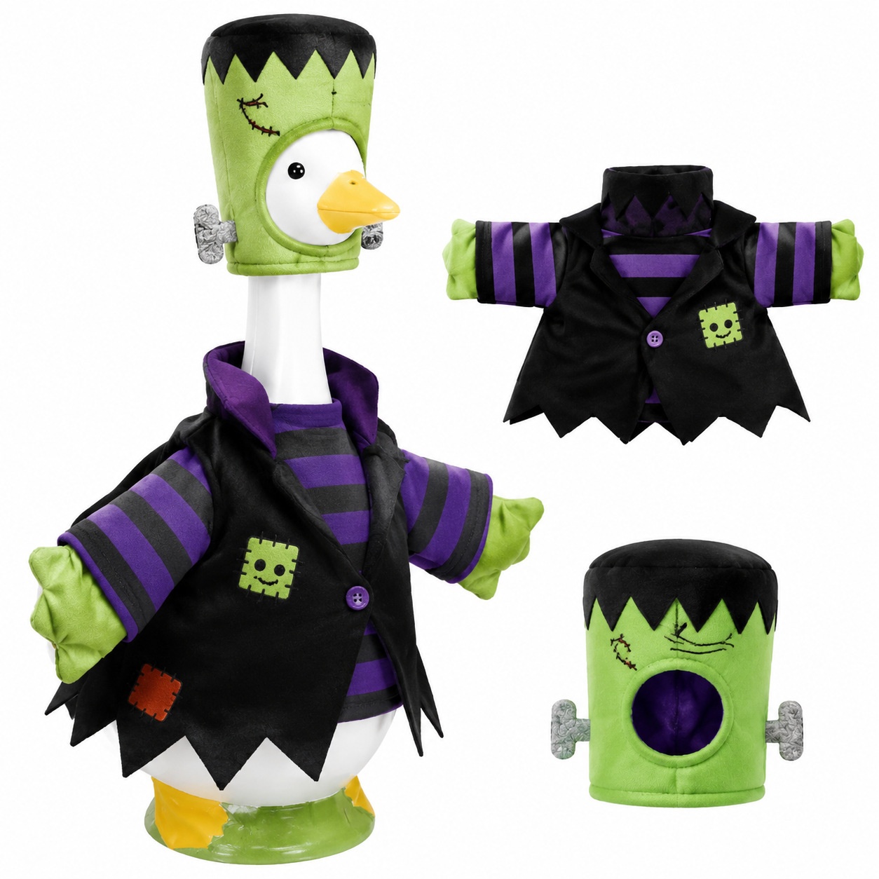 23 Inch Porch Goose Frankenstein Costume, Halloween Goose Outfit, Holiday Decor for Garden Porch