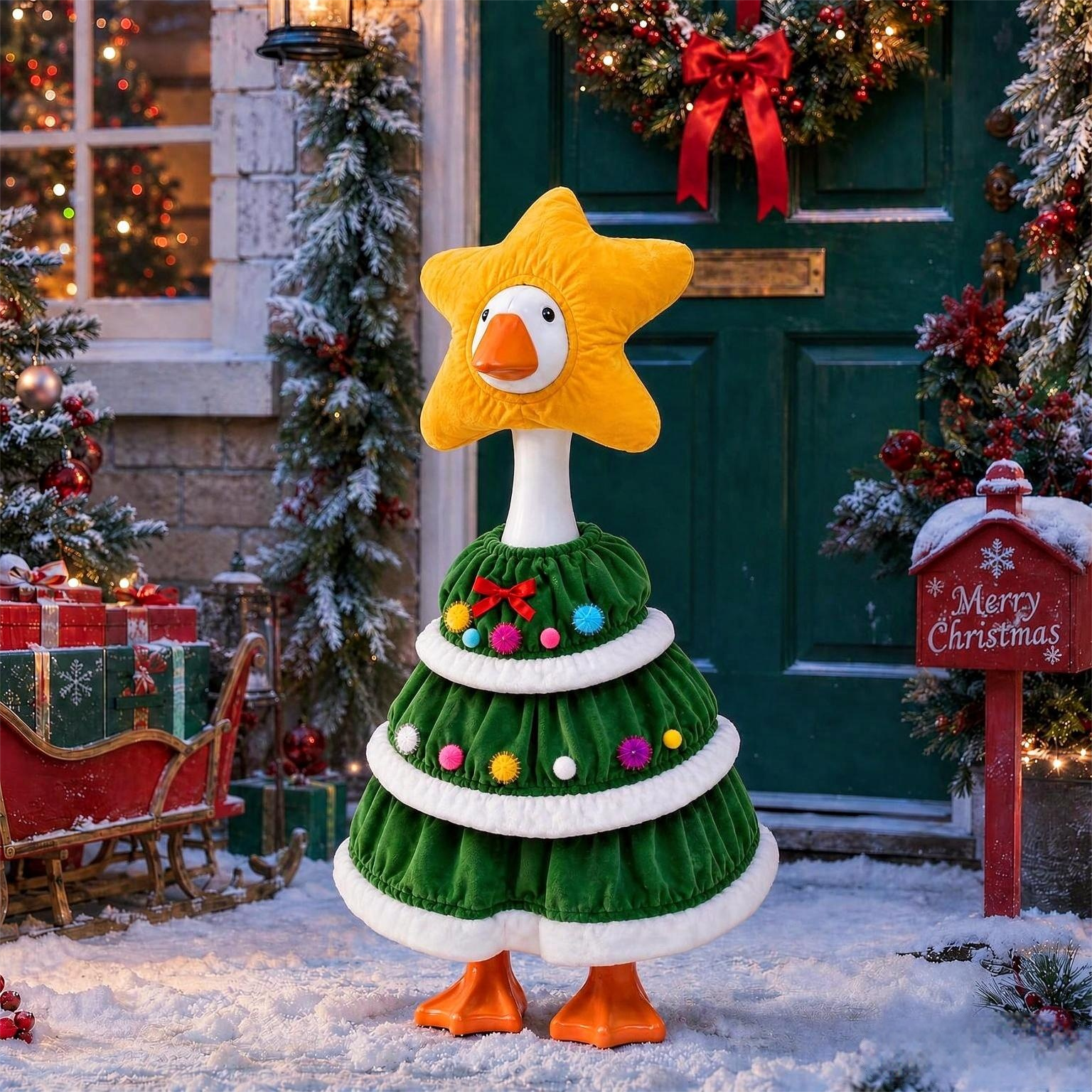 23 Inch Porch Goose Costume, Christmas Moose & Snowman Outfit, Garden Holiday Decoration