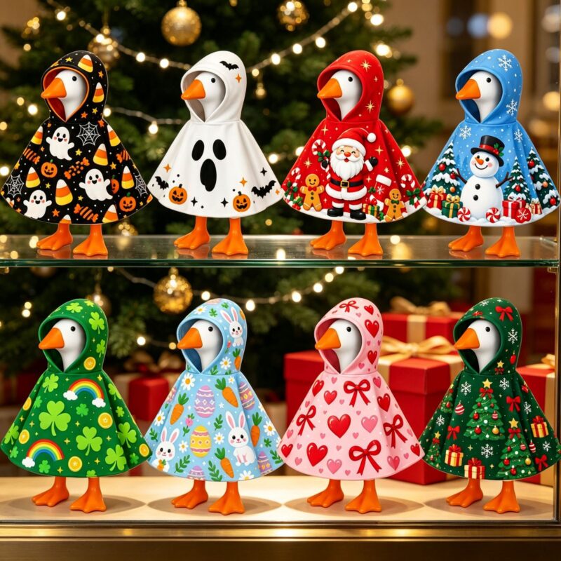 7 Inch Mini Porch Goose Costume, Easter Egg & Four Leaf Clover Outfit, Desktop Decor for Bedroom Kitchen