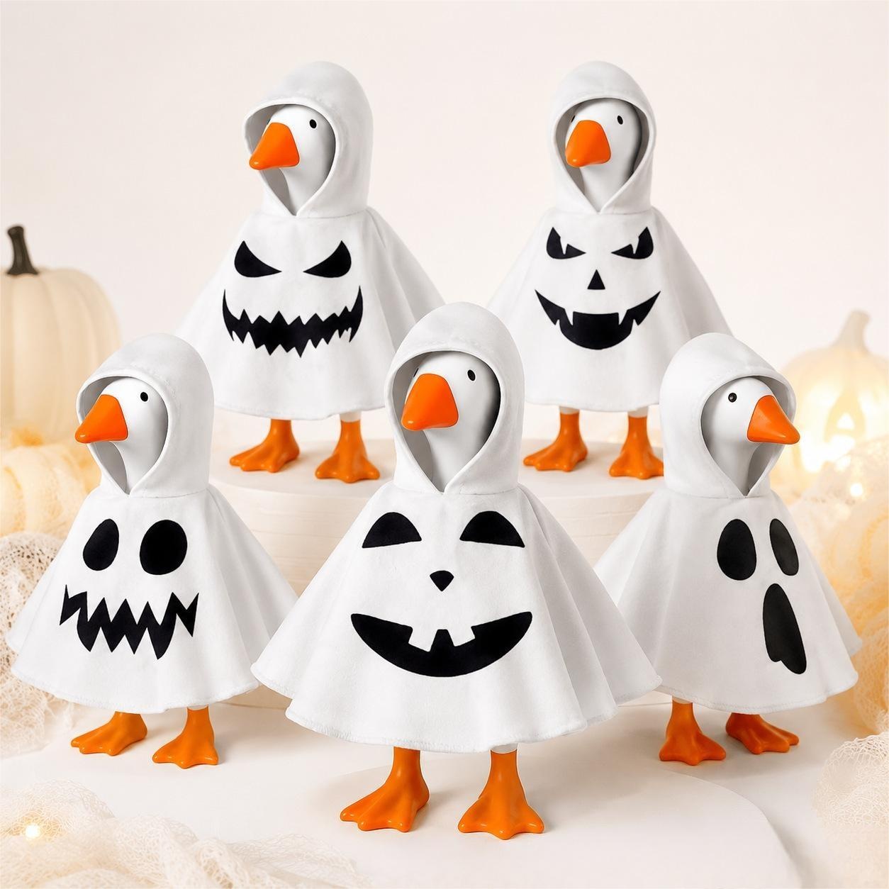 Mini Desktop Goose Costume, White Cloth Ghost Outfit, Kitchen Bedroom Office Decor